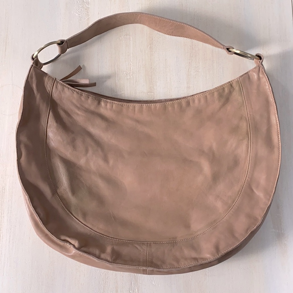 By Anthropologie light tan sheep leather satchel large tote bag
